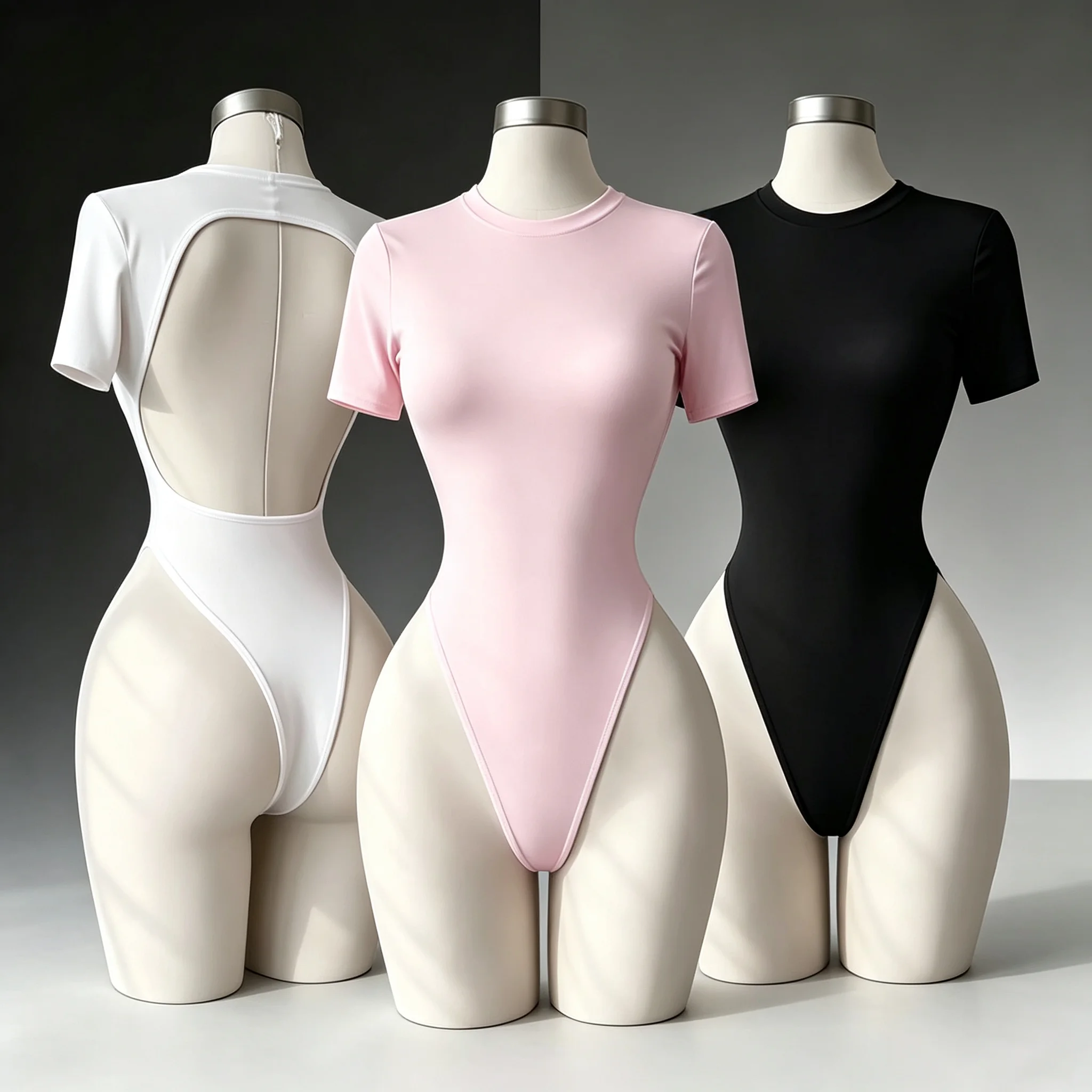 Body de Mujer Básico de Color Sólido y Alta Calidad con Espalda Descubierta