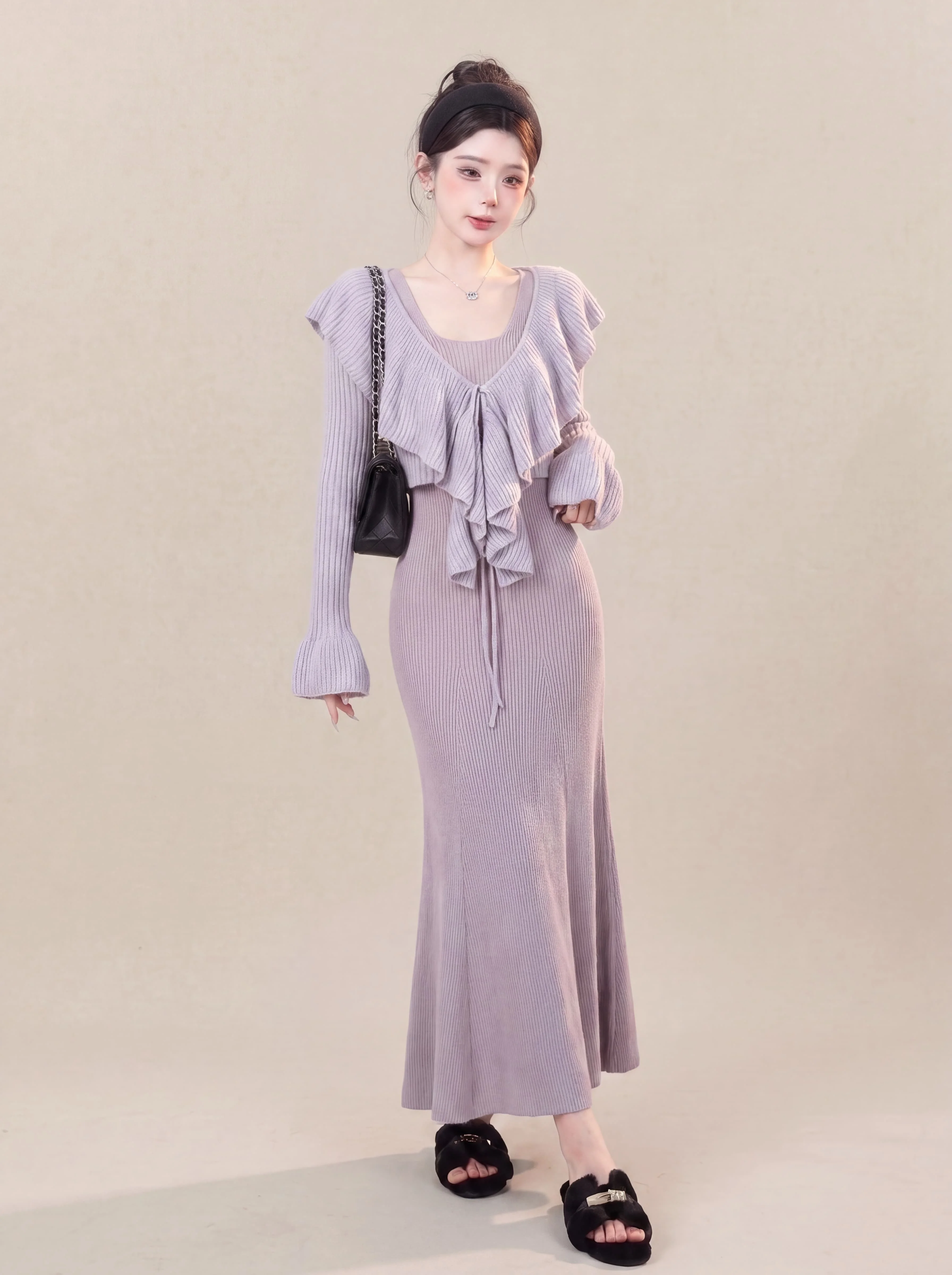 Autumn New Tracksuit Women Loose-Fitting Plus-Size Sweater Two-Piece Set with Fashionable Knitted Midi Skirts Sets