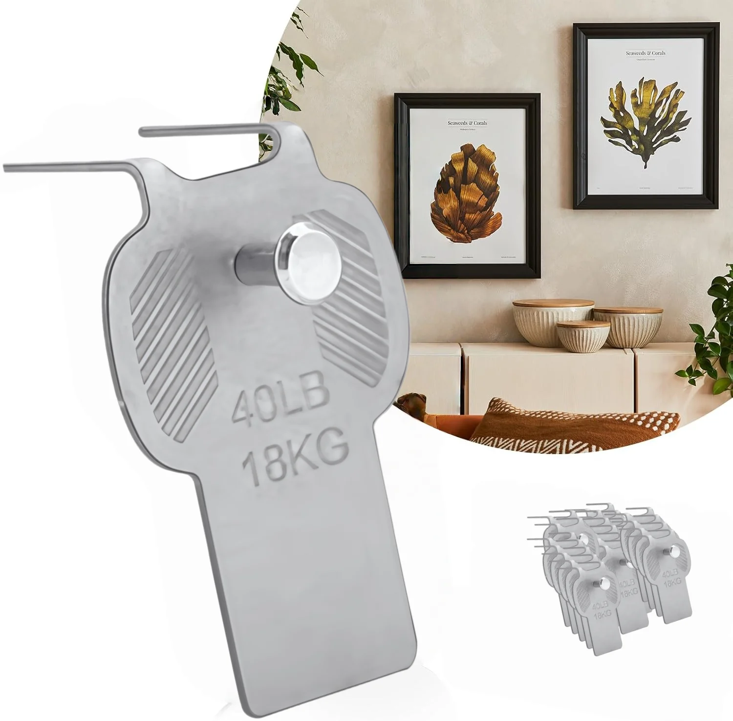 Drywall Picture Hanging Hooks Claw Large Wall Picture Frame Hangers - Mirror Photo Poster Painting Hanger Hardware Kit