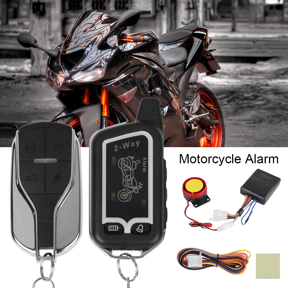 Motorcycle 2 Way Alarm System E-bike Scooter Motorbike Security System Anti-theft Protection Universal 125dB 12V Remote Control