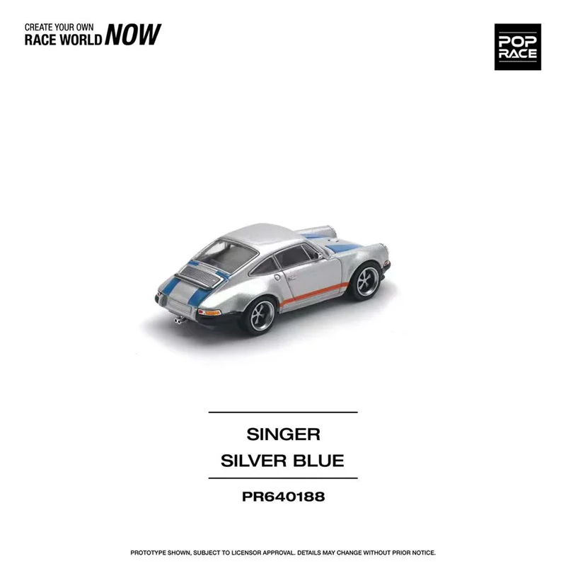 Modellino Auto da Collezione SINGER in Scala 1:64, Argento/Blu, in Metallo Pressofuso