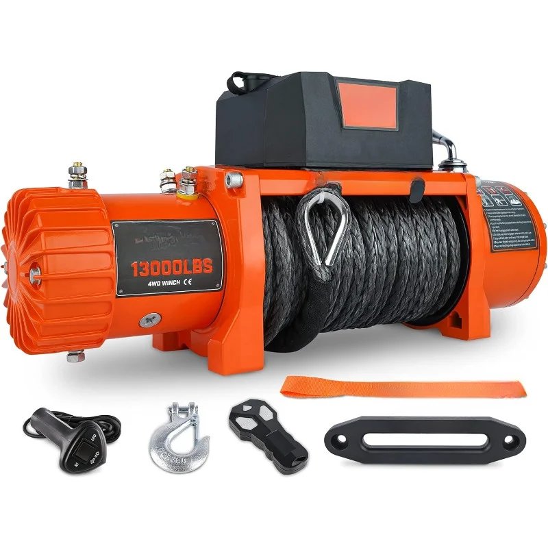 

12V 13000-lb Load Capacity Electric Truck Winch Kit Synthetic Rope, Waterproof Off Road Winch for ,Truck,SUV