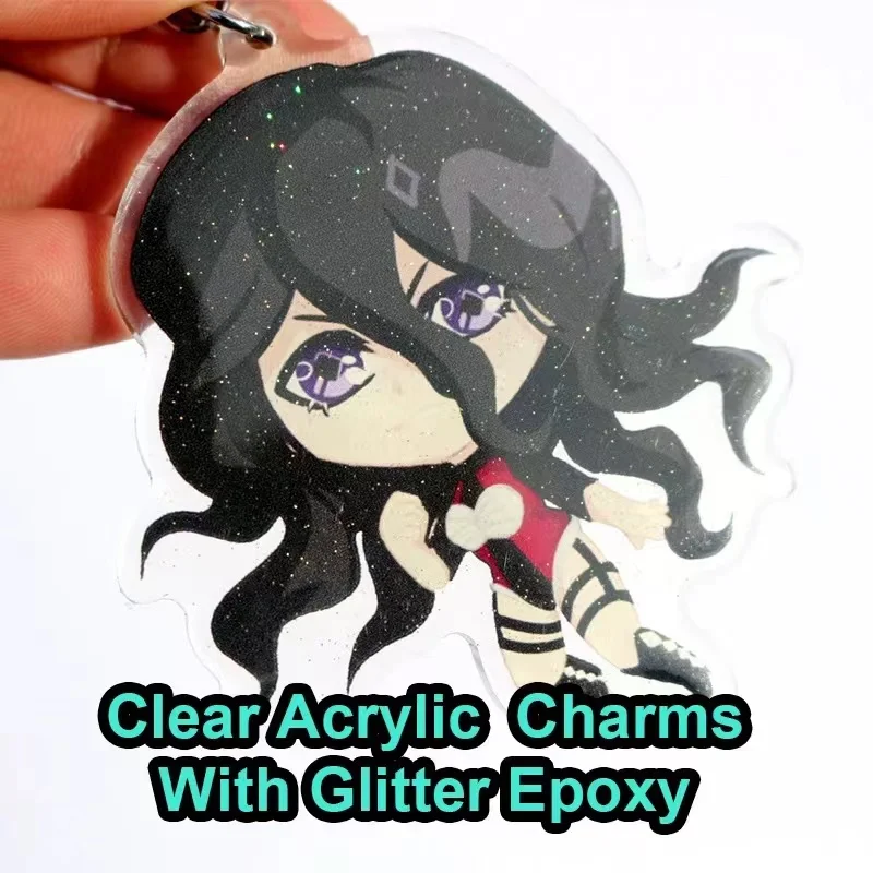 100pcs Custom Keychains Cartoon Llavero Key Chain Photo Customized Anime Charms Hologram Clear Personalized Designer Keychains