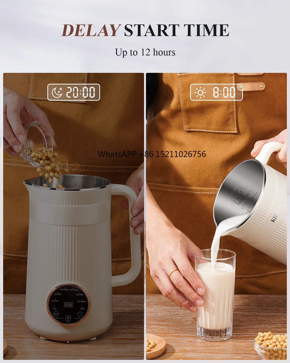 Factory 32oz Automatic Plant Based Soy Oat Milk Maker with High Temperature LCD Screen Nut Milk Machine