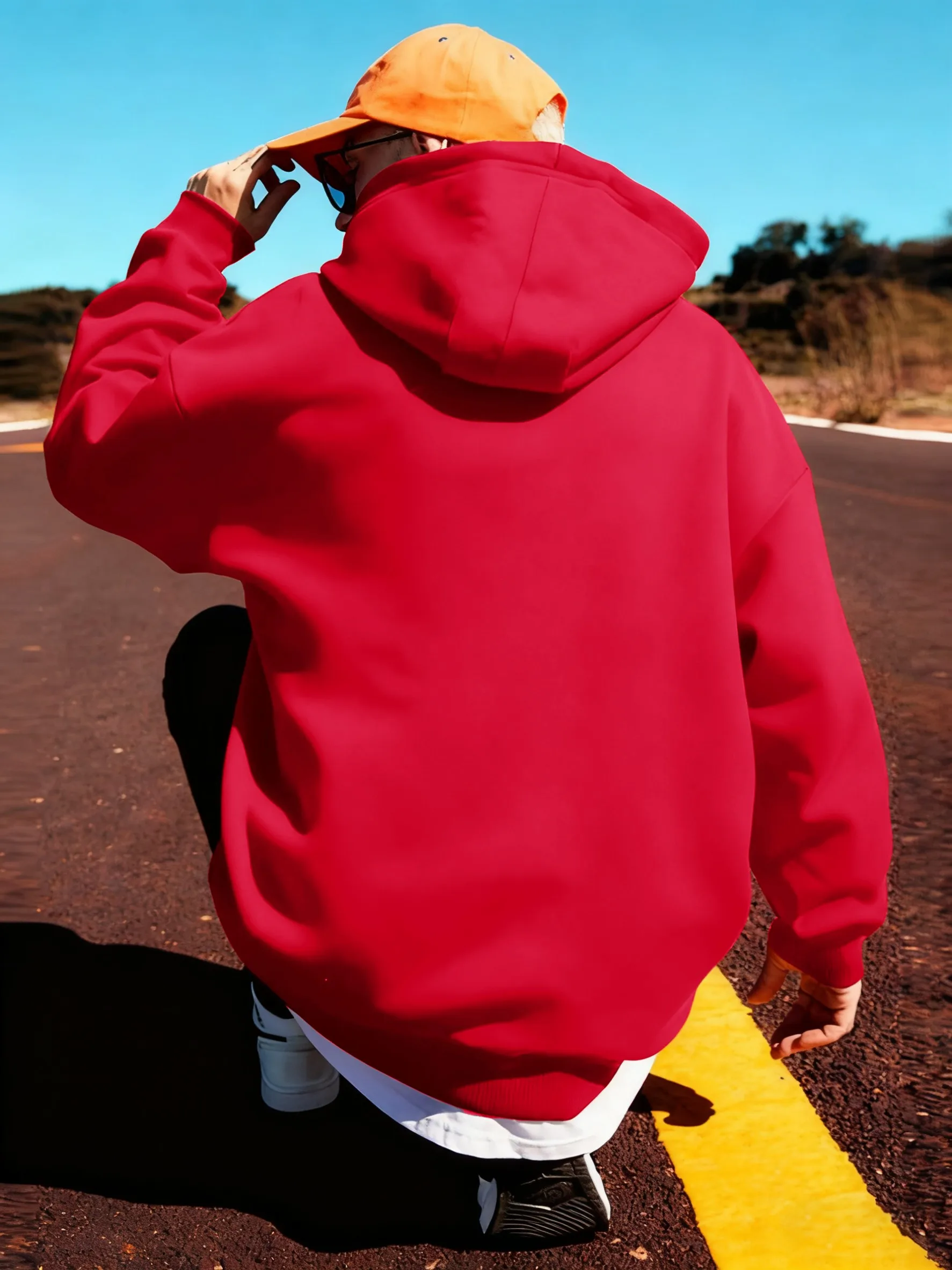 الساحل الغربي كاليفورنيا منذ عام 1985 مطبوعة الرجال كنزة بغطاء رأس من الصوف ملابس علوية ناعمة غير رسمية موضة شارع العليا بلوزات فضفاضة مريحة #2