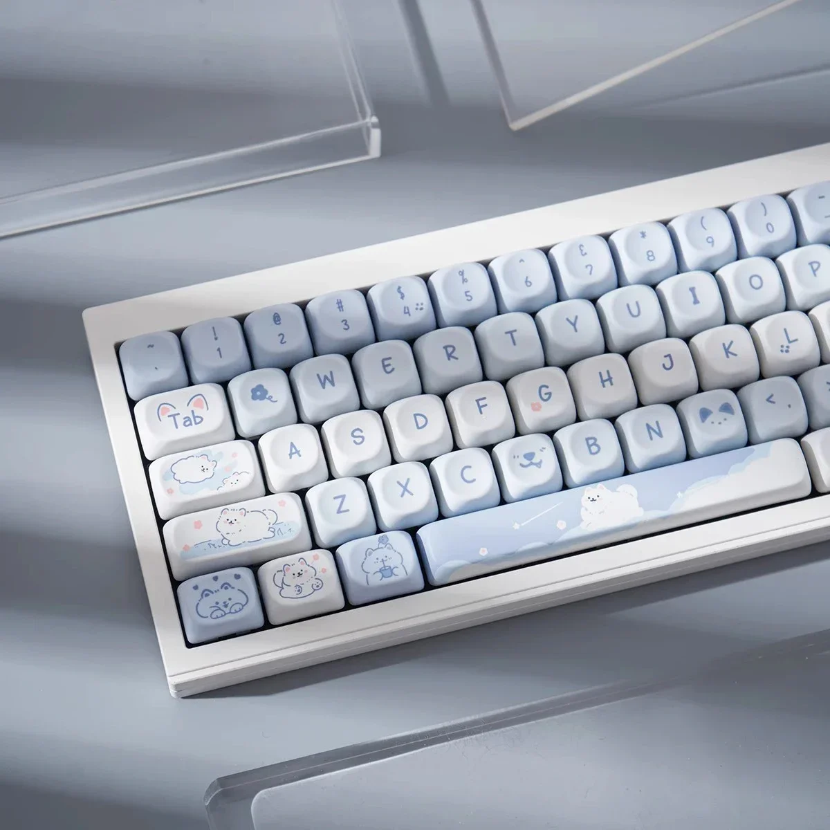 New 95Keys Dessert Cat Theme Keycaps MOA Profile PBT Key Caps Kit for 61/64/68/84/75/87Keys GMK67 Gaming Mechanical Keyboard