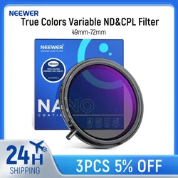 NEEWER True Colors Variable ND Filter ND2-ND32 & CPL, 2 in 1 Adjustable Neutral Density and Circular Polarizing Filter