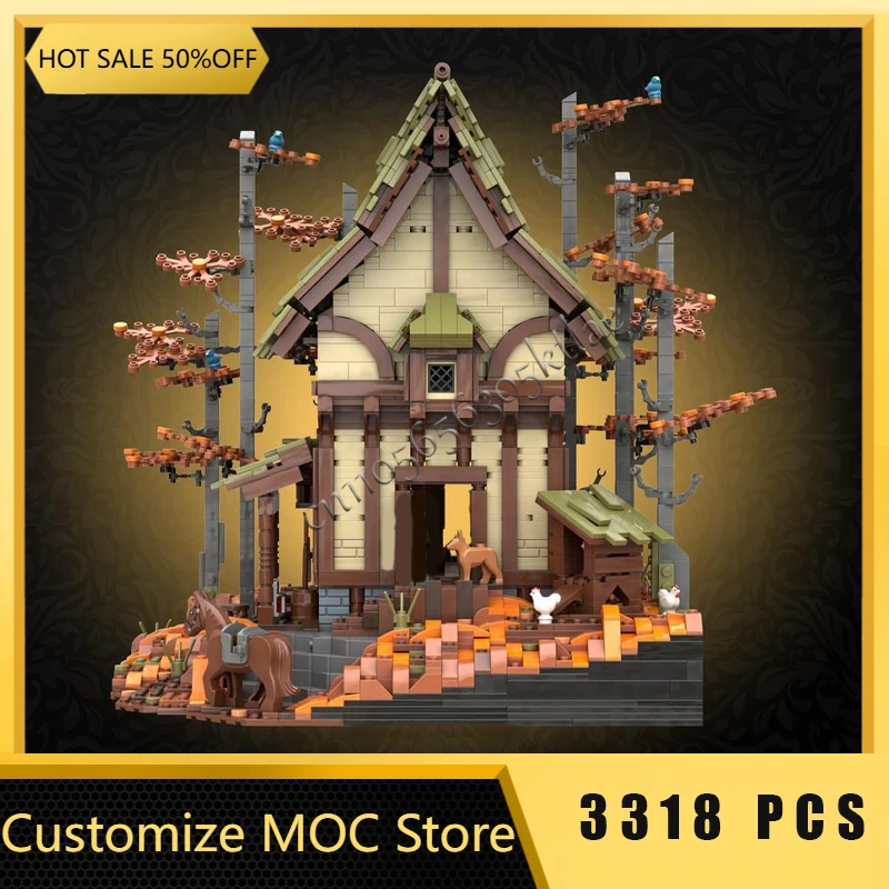 

3318 детали MOC, средневековый деревянный дом, диорама, изысканные строительные блоки, модель, детская головоломка, сборка, демонстрационные игрушки, праздничный подарок