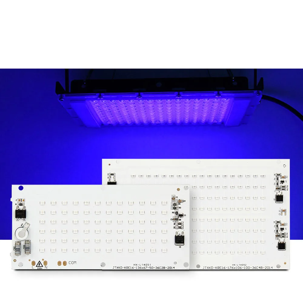 High Power 50W 100W UV Purple LED Chips  395nm 405nm Full Diode light Lamp for uv glue Resin curing light ink