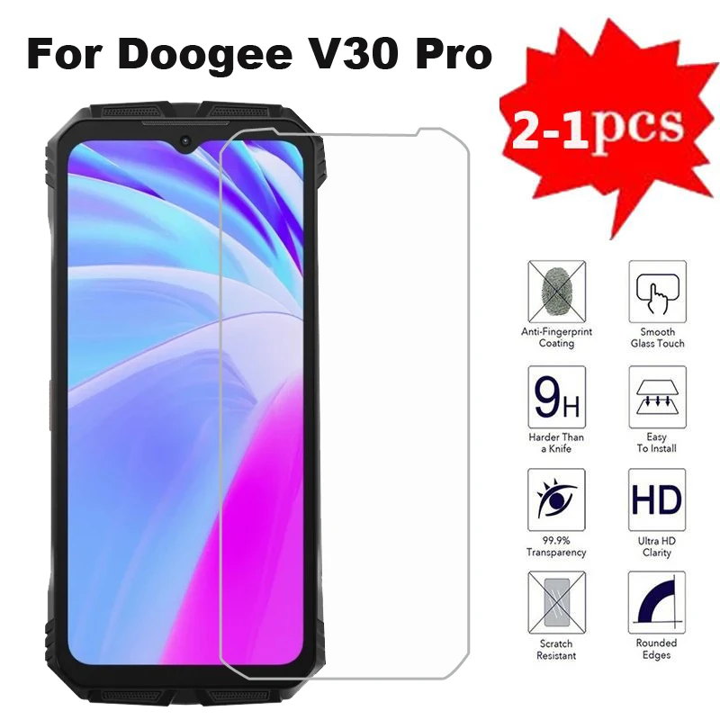 

2-1PC Tempered Glass Doogee V30 Pro Pelicula 9H Protective Glass Cover For Doogee V30 V31 GT V Max V30T 5G Screen Protector Film