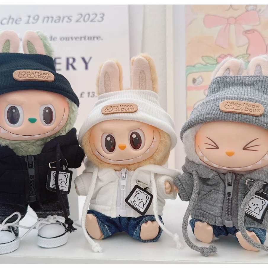 17 ซม.Labubu Bear Casual Jacket ตุ๊กตาเสื้อผ้า-น่ารักตุ๊กตาสําหรับ Pullip Blythe OB11 BJD, Kawaii Teddy Coat