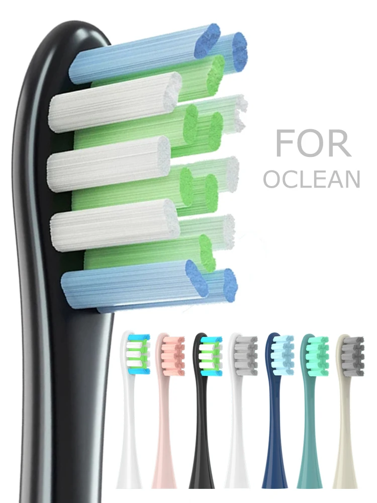 Oclean X PRO Elite/Flow/F1/One/X/All 시리즈 음파 전동 칫솔 DuPont Blue Green Soft Bristle용 교체용 브러시 헤드