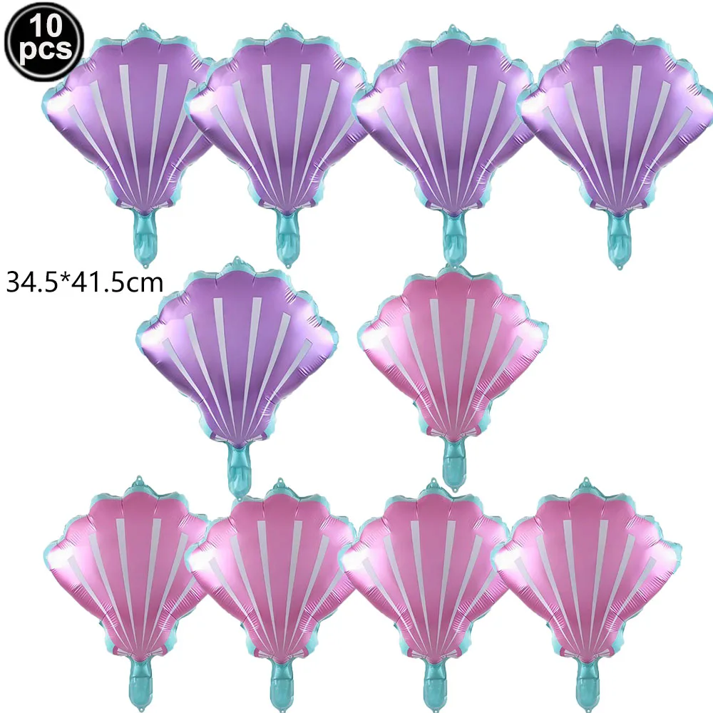 Mermaid Party Balloon 10pcs Mini Shell Foil Balloon Mini Mermaid Shape Balloons Girls Birthday Mermaid Themed Party Supplies