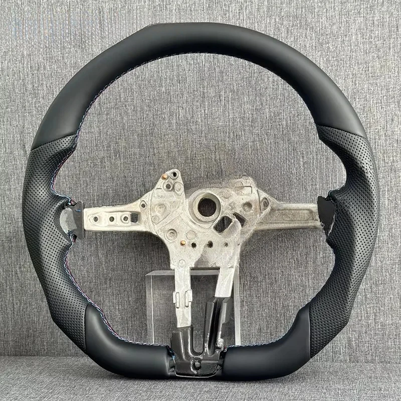 

For BMW F10 F30 3/5 Series All Black Steering Wheel | Red & Blue Stitching Design