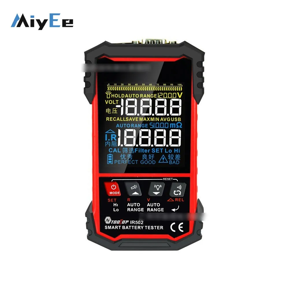 

IR502 0-500ohms Kelvin 4-Wire Detection Battery Internal Resistance Tester with 3.2-inch TN Black and White / VA Color Screen