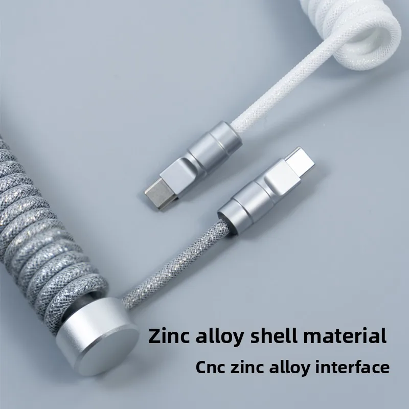 Vkp Coiled Mechanical Keyboard Cable Custom Single Usb C 8k Polling Rate Cnc Zinc Alloy Connector For Magnetic Axis Keyboard