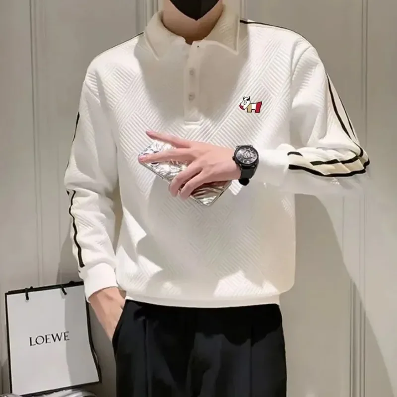

2025 Spring Autumn Long Sleeve Men's Wear Golf T-shirt Polo Tennis Shirt clothing Casual Classic Solid Round Neck Golf Top