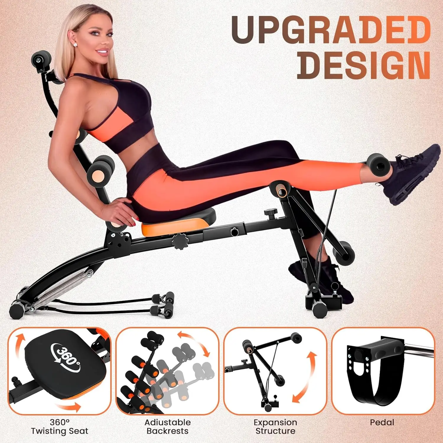 جهاز تمرين Ab Workout، جهاز Ab Crunch قابل للتعديل، معدات تمارين Ab لتمارين الجسم بالكامل في صالة الألعاب الرياضية المنزلية