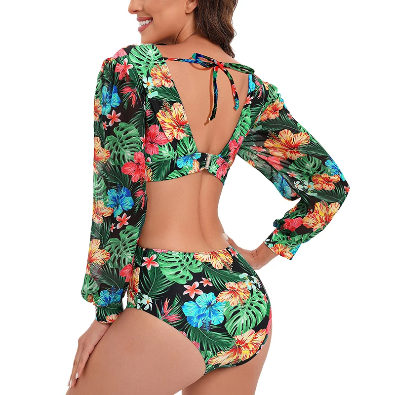 Floral Push Up Women One Piece Swimsuits 2025 Monokini Female Mesh Swimwewar Brazilian Biquini Cut Out Swimming Suits Beachwear