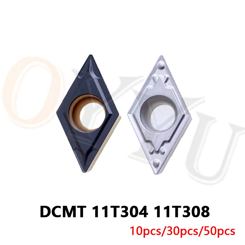 DCMT 11T304 11T308 -FG/HQ/MT/PS Carbide Inserts for Steel Machining External Turning Tool Holder Lathe Cutter Tool Metal Parts