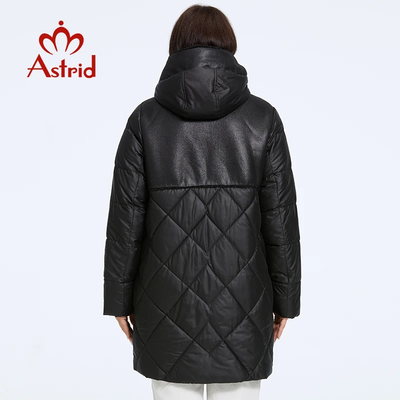 Astrid-Manteau matelassé à capuche pour femme, Parka longue, Design optique, Couture, Grande taille, 2023