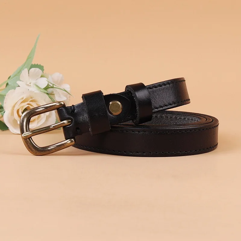 حزام جينز نسائي من الجلد بتصميم كلاسيكي بإبزيم على شكل دبوس مع تنورة وحزام رفيع بسيط ومتعدد الاستخدامات على طراز BF للطلاب