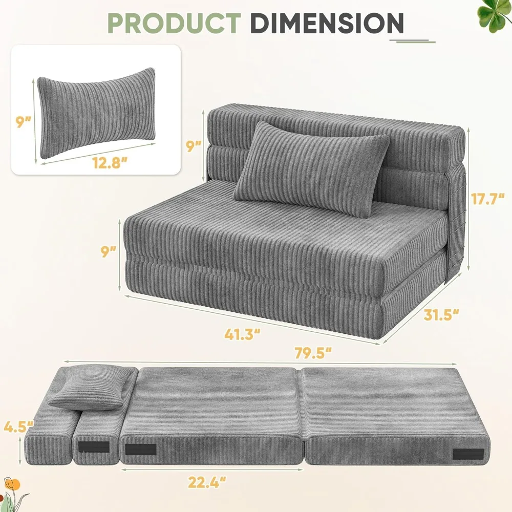 أريكة سرير قابلة للطي، كرسي نوم قابل للتحويل مع وسادة، أرائك صالة فوتون مريحة، كرسي محمول قابل للطي #2