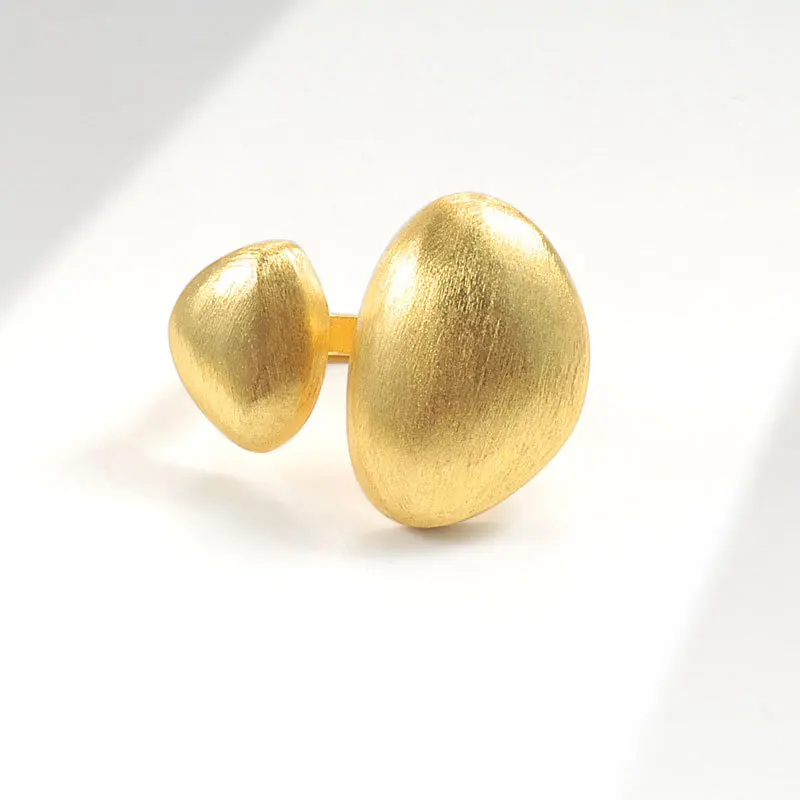Fashion New Minimalist Double Oval Glossy Brushed Rings For Women Water Resistant Chic Finger Jewelry Bijoux Femme Gift