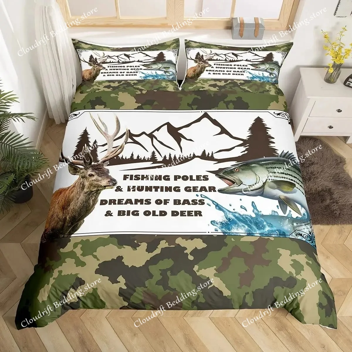 

Grey Camo Comforter Bedding Set Full Size, Camouflage Army Design Bedding Collections For Kid Boy, Soft All-Season Bed Set