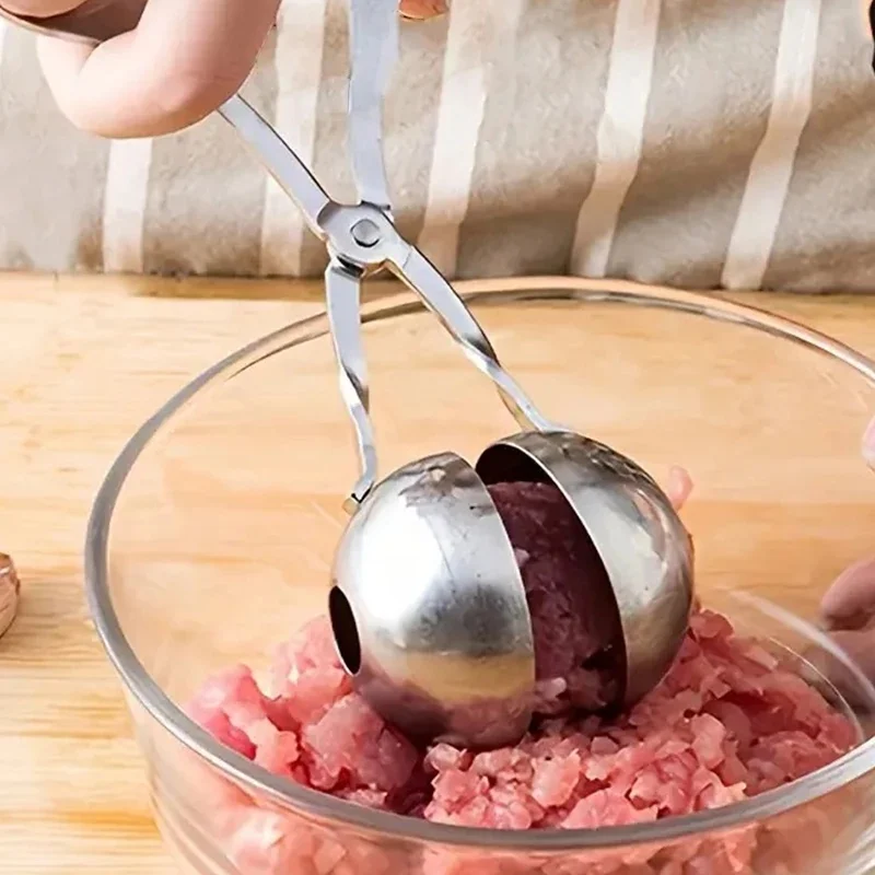 1/3/6pcs Stainless Steel Meatball Maker; Meatball Clip Fishball Mold; Food Clip; Kitchen Creative Ball Maker