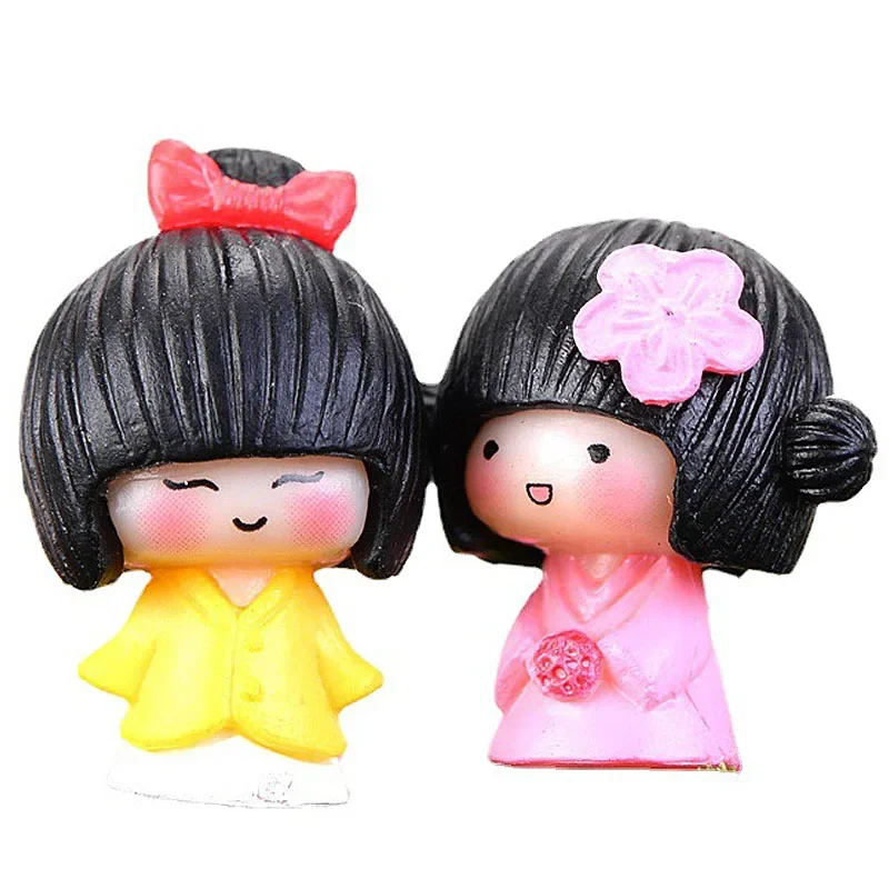 10PCS Miniature Japanese Doll Traditional Crafts Collectible Figurines Girl Statues for Bar Office Restaurant Decor Ornament