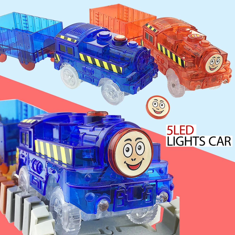 Electric Rail Train Assembled Luminous Rail Car DIY Ever-changing Children\'s Roller Coaster Boy Educational Toy L003