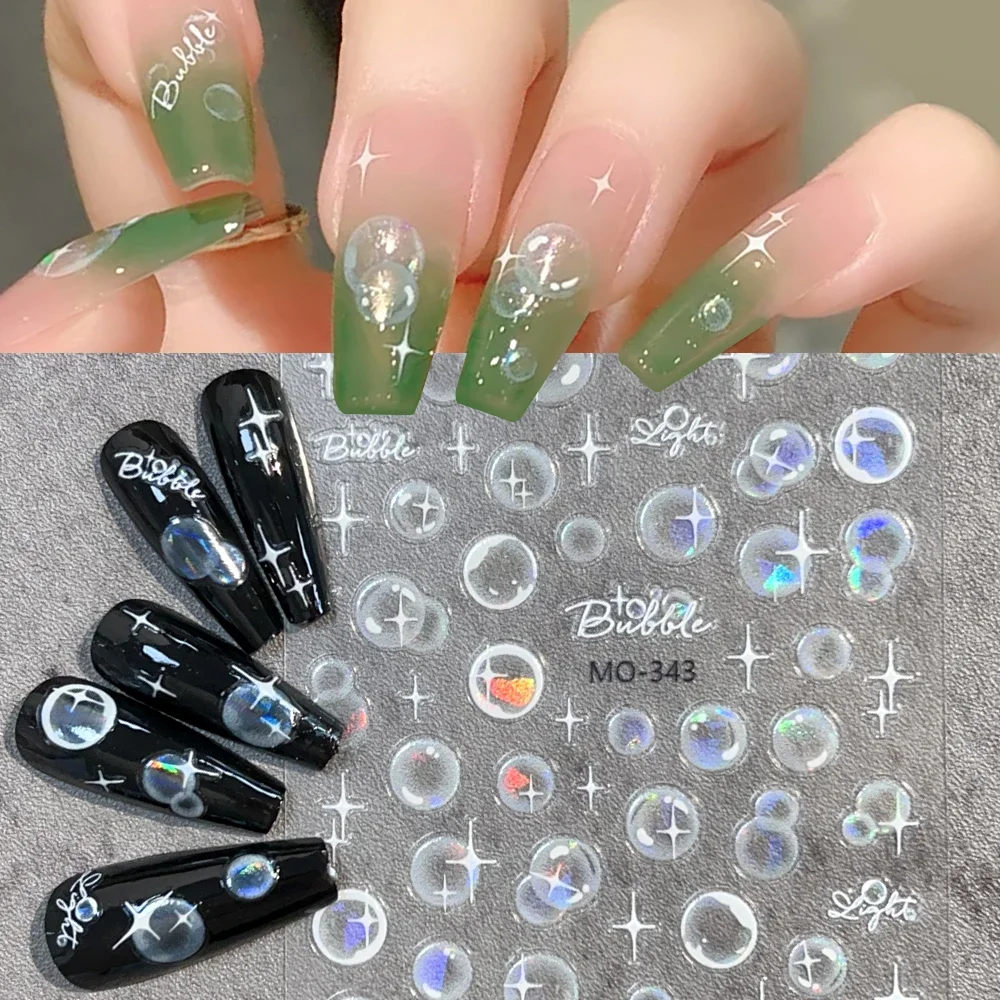 Bubbles Nail Sticker Summer 3D Texture Beach Aurora Mermaid Bubbles DIY Manicure Decal Self-Adhesive Nail Art Sticker Decoration