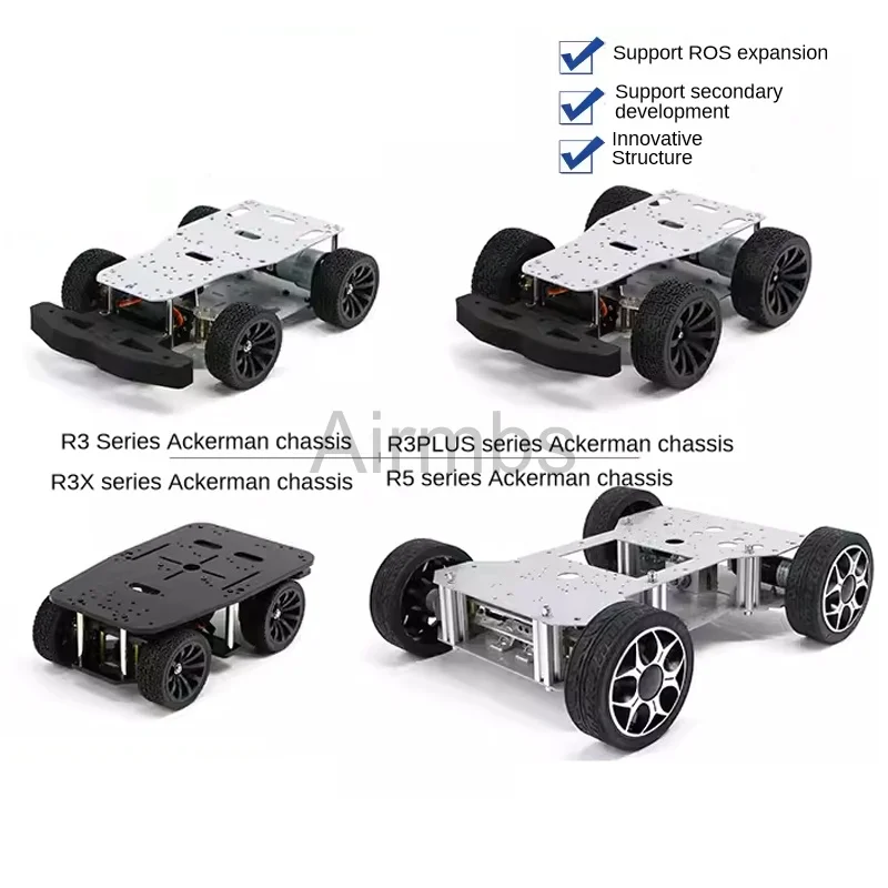 Metal 4WD Ackerman Robot Car Chassis Kit Small  Unmanned Vehicle High-Precision GMR/Hall Encoder Motor