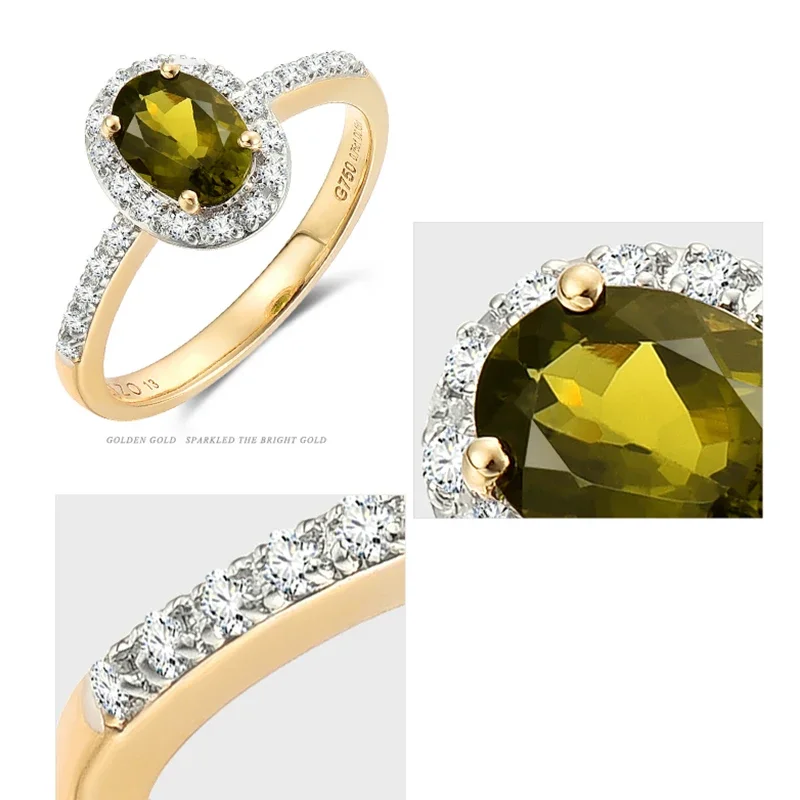 Natural topaz 18K Pure Gold 2025 New Hot Selling Top Ring Women Heart Shape Ring  For Ladies  Woman Genuine Jewelry