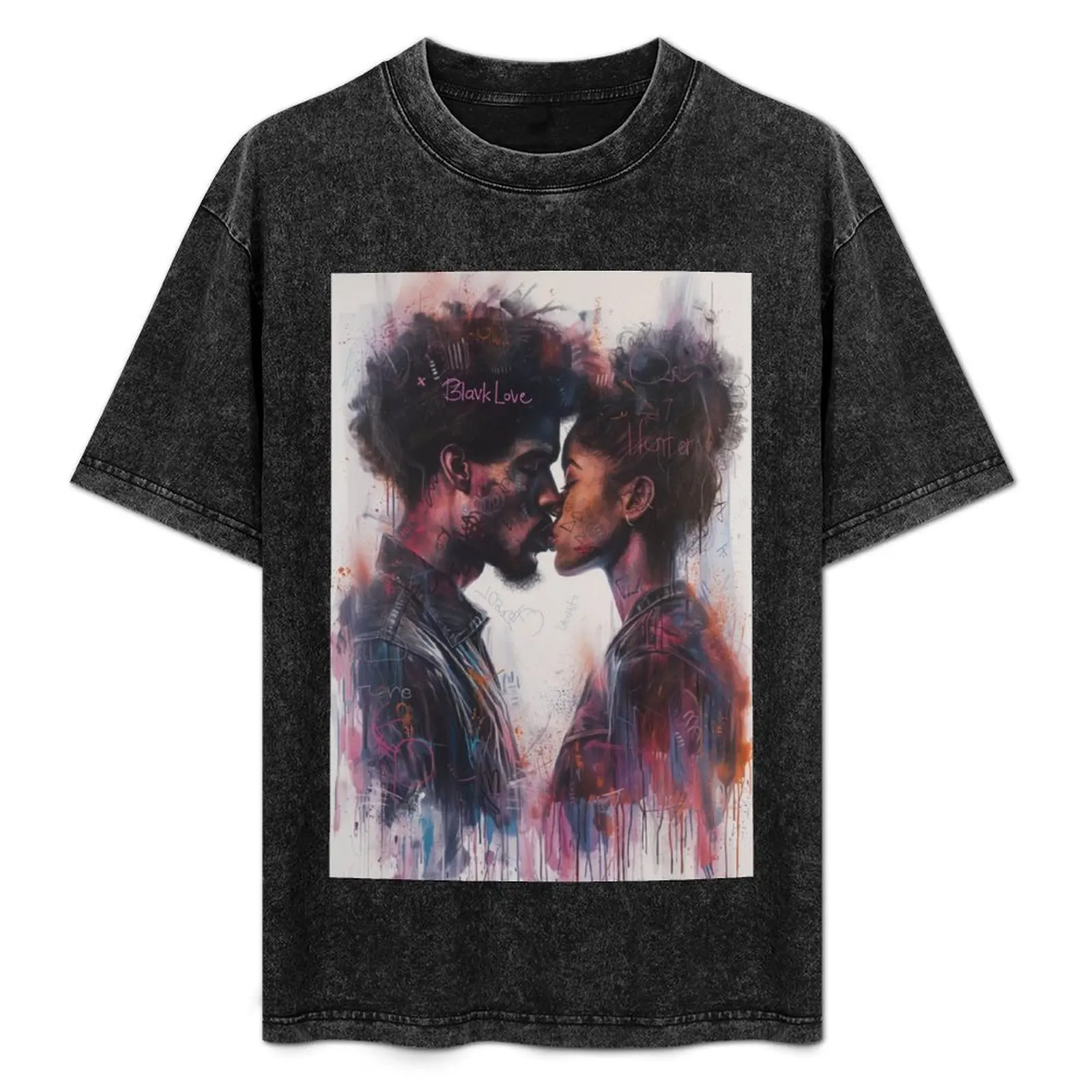 

Blavk Love Graffiti T-Shirt Retro Graphic Print T-Shirt