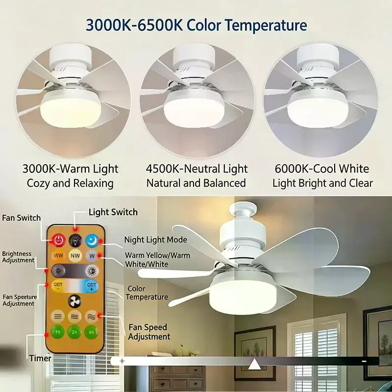 /PFU/40w Ceiling Fan Light E27 With Remote Control For Dimming, Suitable For Living Room, Study, Household Use, 85-265v Led