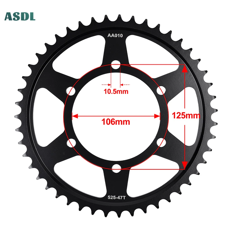 

520 47T Motorcycle Rear Sprocket 20CrMnTi For Triumph 675 Daytona 2006-2017 675 Daytona R 2011-2017 675 Street Triple 2008-2016