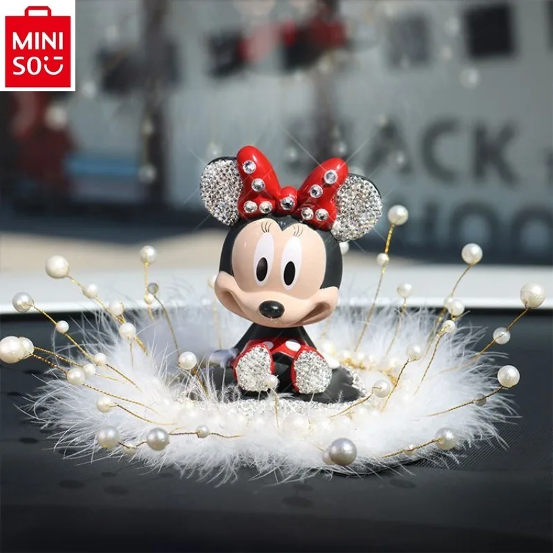 MINISO Automotive Creative Mickey Set Diamond Shaking Head Ornament Center Control Car Interior Personalized Doll Accessories