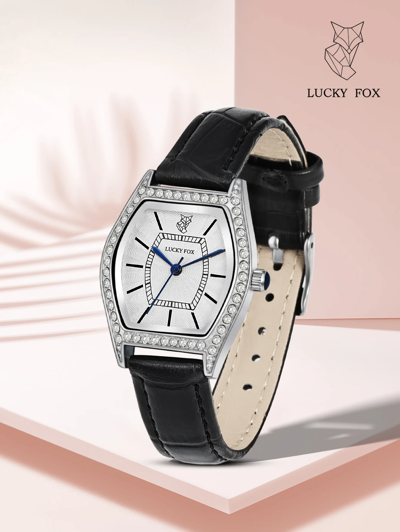 LUCKY FOX Retro ladies quartz watch barrel-shaped diamond luxury ladies wristwatch fashion watch as a gift