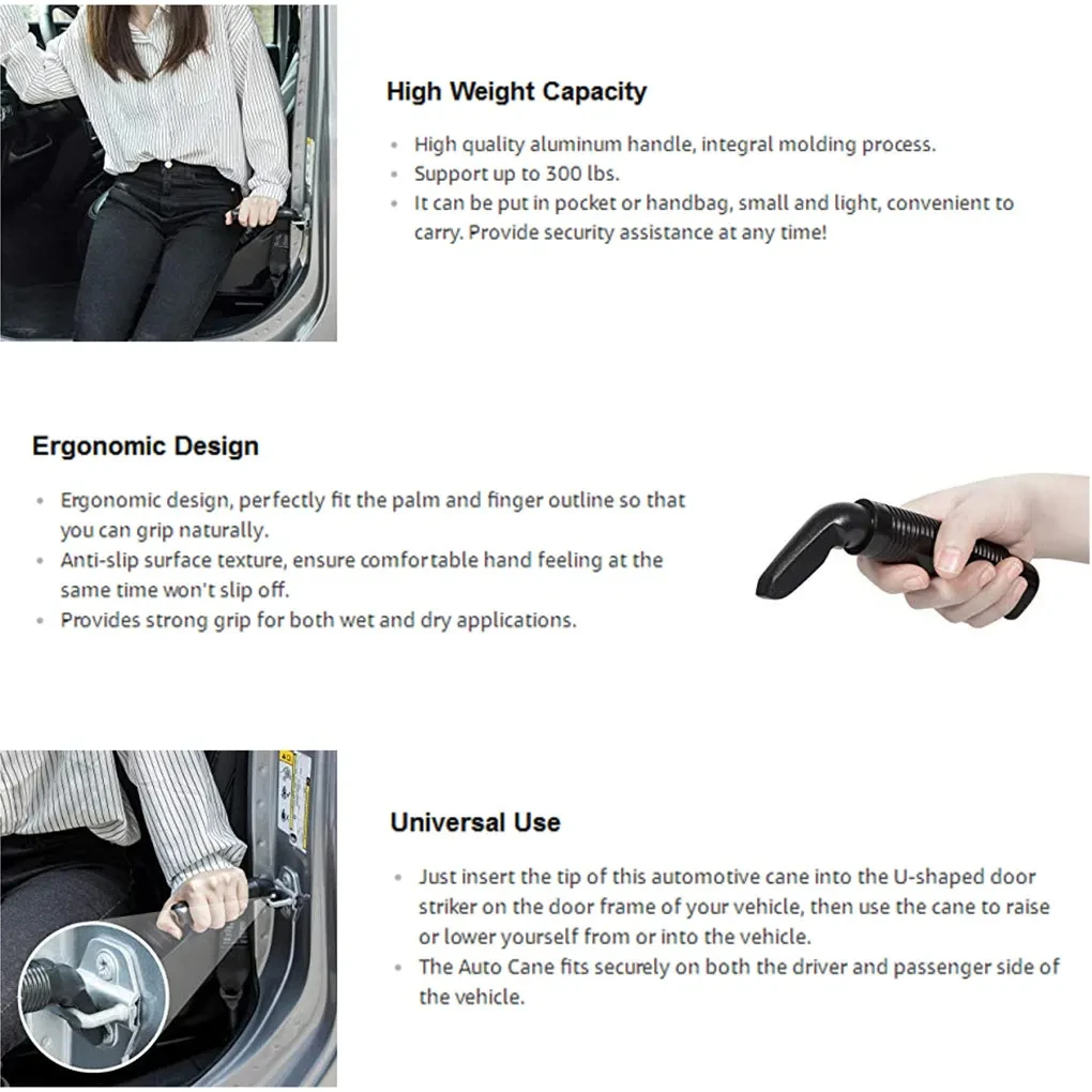 Universal Car Handle Cane Vehicle Door Grab Bar Stand Assist Mobility Aid Car Accessory for The Elderly Weak Sick Disabled