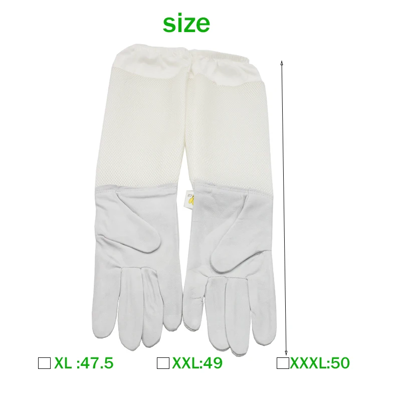 1 Pair Beekeeping Gloves Sting Sheepskin Long Gloves For Beekeepers Beekeeping ToolsProtective Sleeves Mesh Breathable Anti Bee