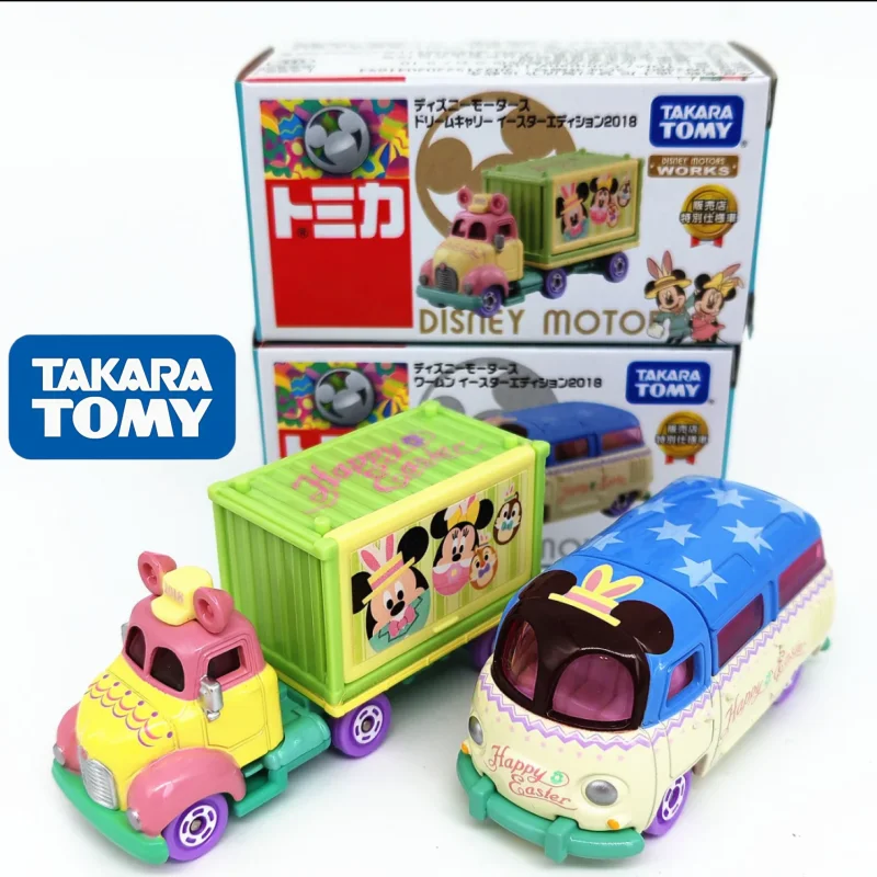 

TOMY Disney Diecast Car Models Alloy Mini Mickey Mouse Van Container Truck Easter Themed Collectible Toy Vehicle For Girls Kids