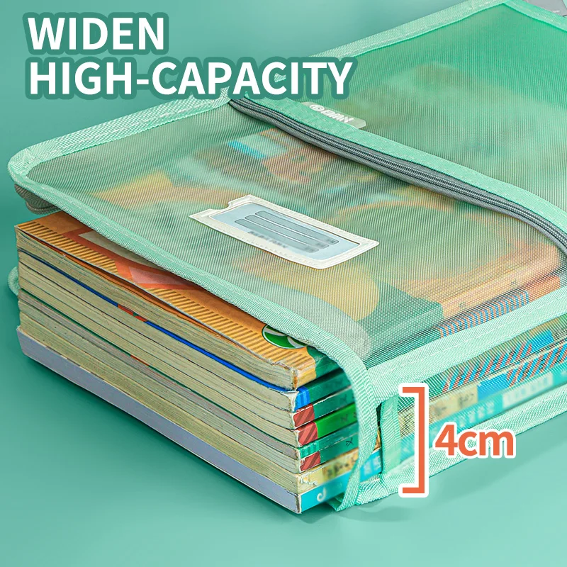 HUAJIE Large-Capacity A4 Document Organizer - Durable Nylon Double-Layer File Bag with Zipper, Ideal for Office & School Papers