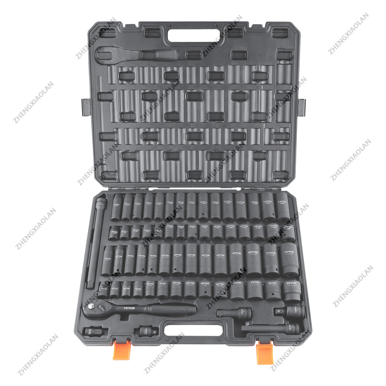 

1/2" Drive Impact Socket Set 6 Point Cr-V Alloy Steel for Auto Repair Easy-to-Read Size Markings Rugged Construction
