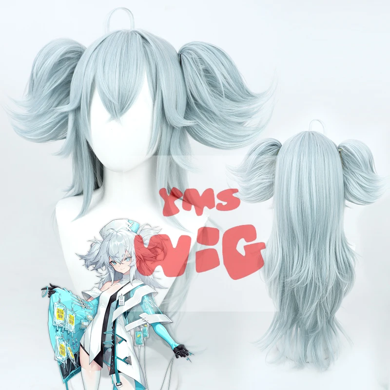 Girls Frontline Florence Cosplay Wig 85cm Long Pigtail Heat Resistant Synthetic Hair Headwear Role Play Party Carnival + Wig Cap