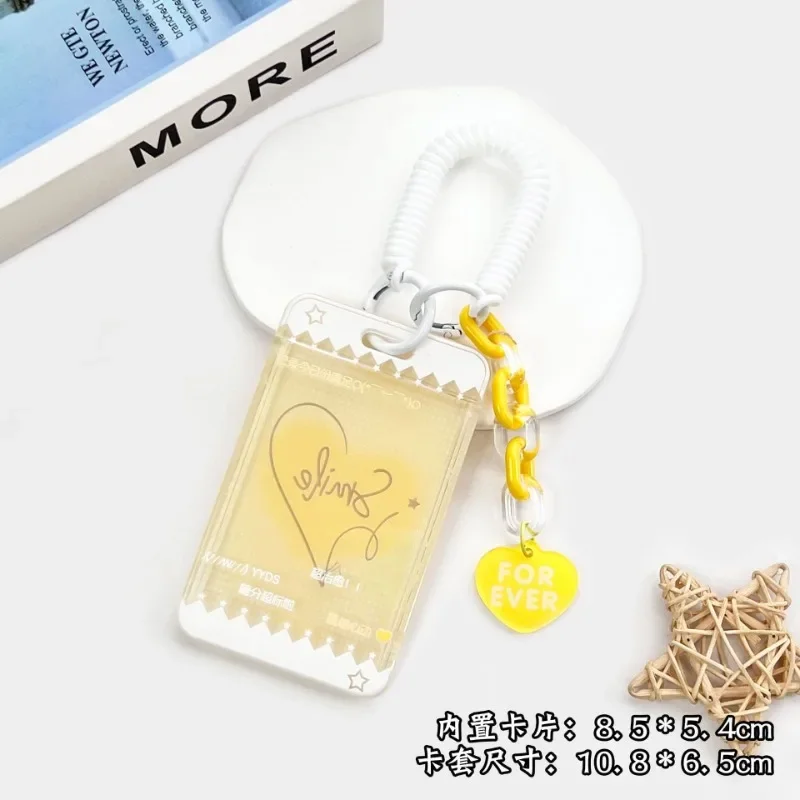 Chic Korean Kpop Idol Photocard Holder with Lanyard Sweet Heart Style Family Friend Photo Card Cover Case ID Bus Card Protector