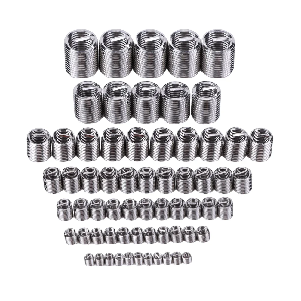 60PCS Wire Thread Insert Fastening Thread Insert M3 M4 M5 M6 M8 M10 M12 Spiral Wire Screw Sleeve Stainless Steel Screw Bushing