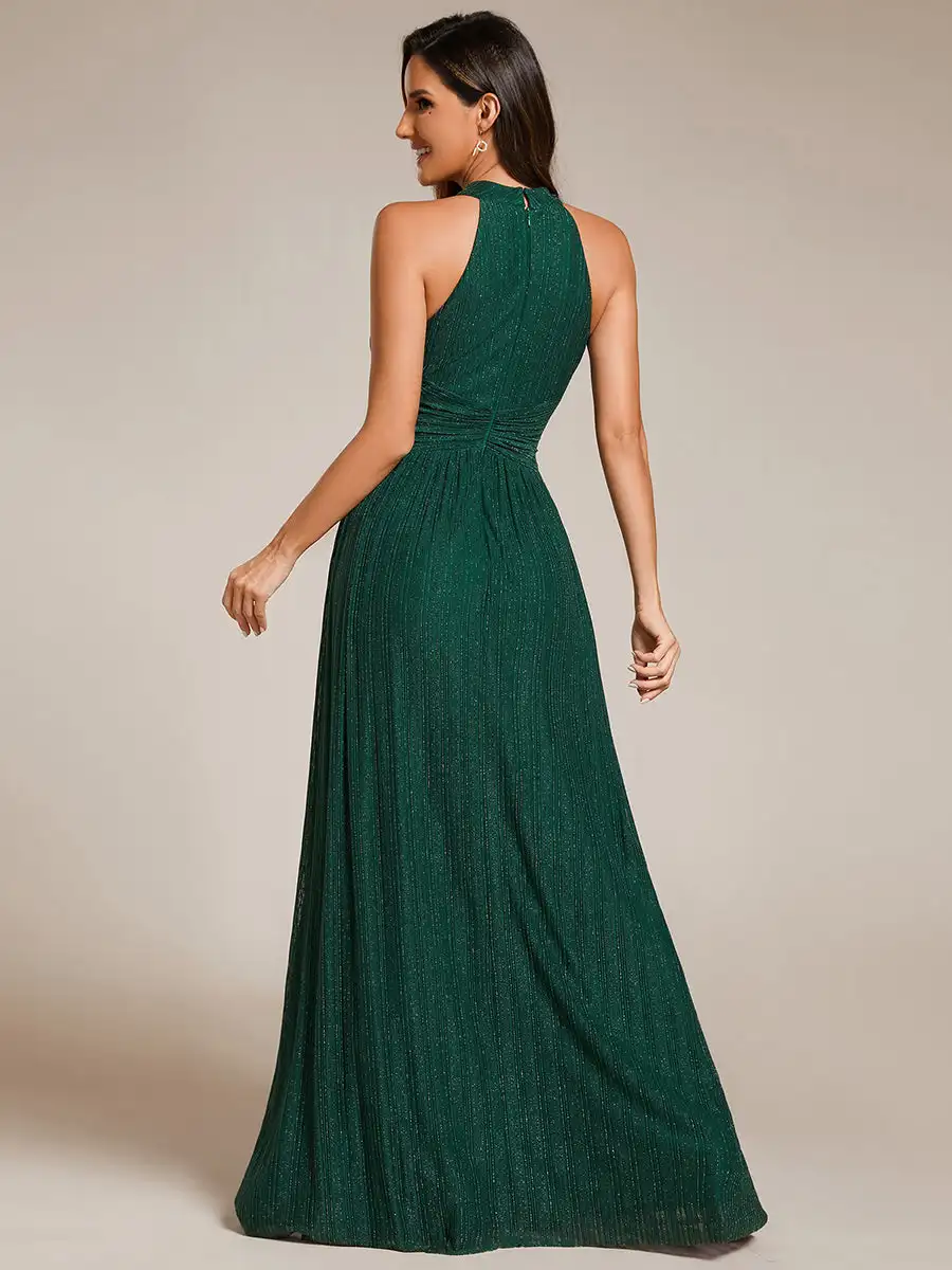 Ever azole-robe de soirée vert foncé, élégante robe de demoiselle d'honneur, col licou plissé, paillettes, formel avec compromis taille, 2025