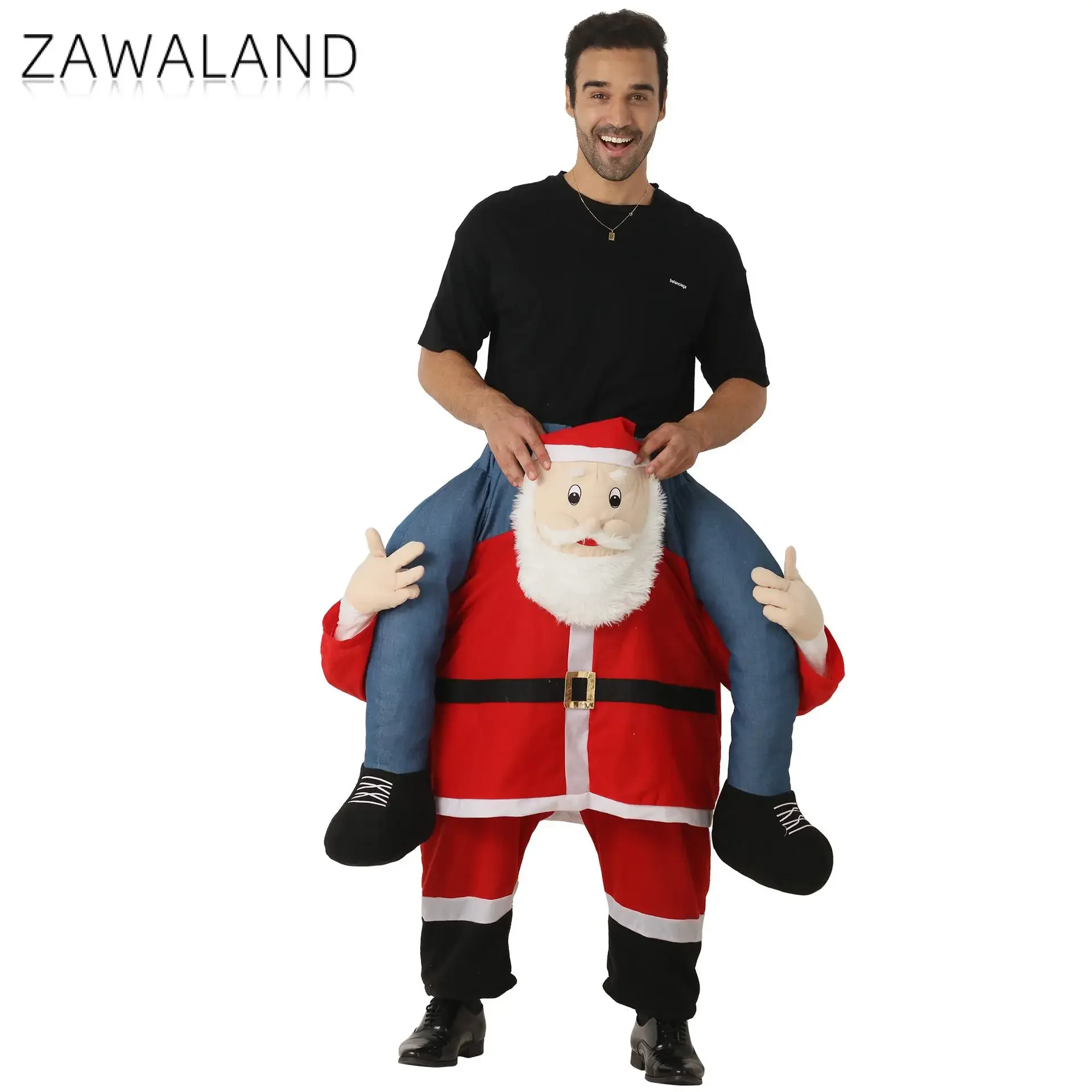 

Zawaland Santa Piggyback Costume Funny Christmas Clothes Disguise Wear Adult Party Dress Up Outfit Holiday Show Suit Xmas Gifts